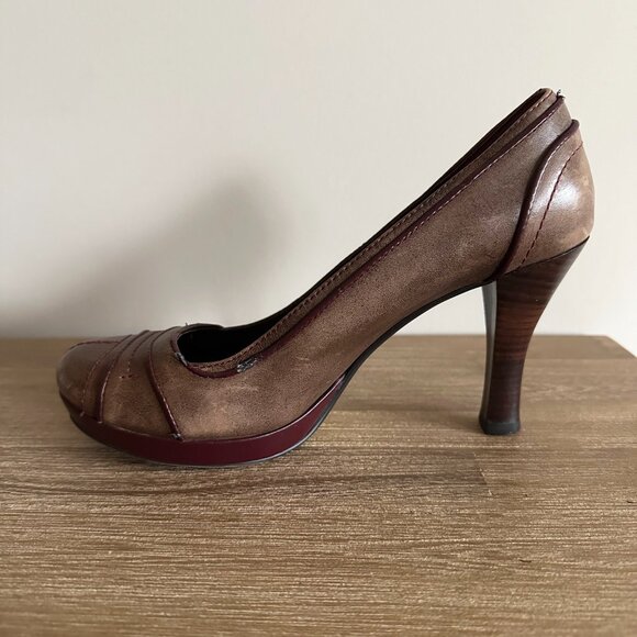 Charles David Round Toe Leather Pumps Taupe Brown Womens Size 8 - Picture 6 of 8